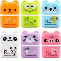 CCOCC 6Pcs Cute Animal Pencil Eraser Small Roller Erasers Rubber Stationery for Students