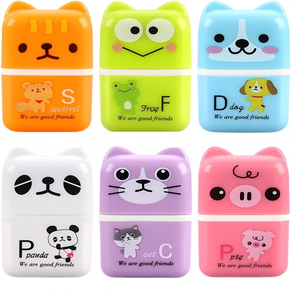 CCOCC 6Pcs Cute Animal Pencil Eraser Small Roller Erasers Rubber Stationery for Students