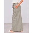 thumbnail image 3 of Pantalones anchos Yeokou de algodón a rayas con cordón para mujer, 3 of 9