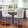 thumbnail image 4 of Velvet Upholstered Bar Stools Set of 4 with Back and Wood Legs, Metal Pulling Ring, Armless Counter Height Barstools for Kitchen Island, Pub, 4 of 8