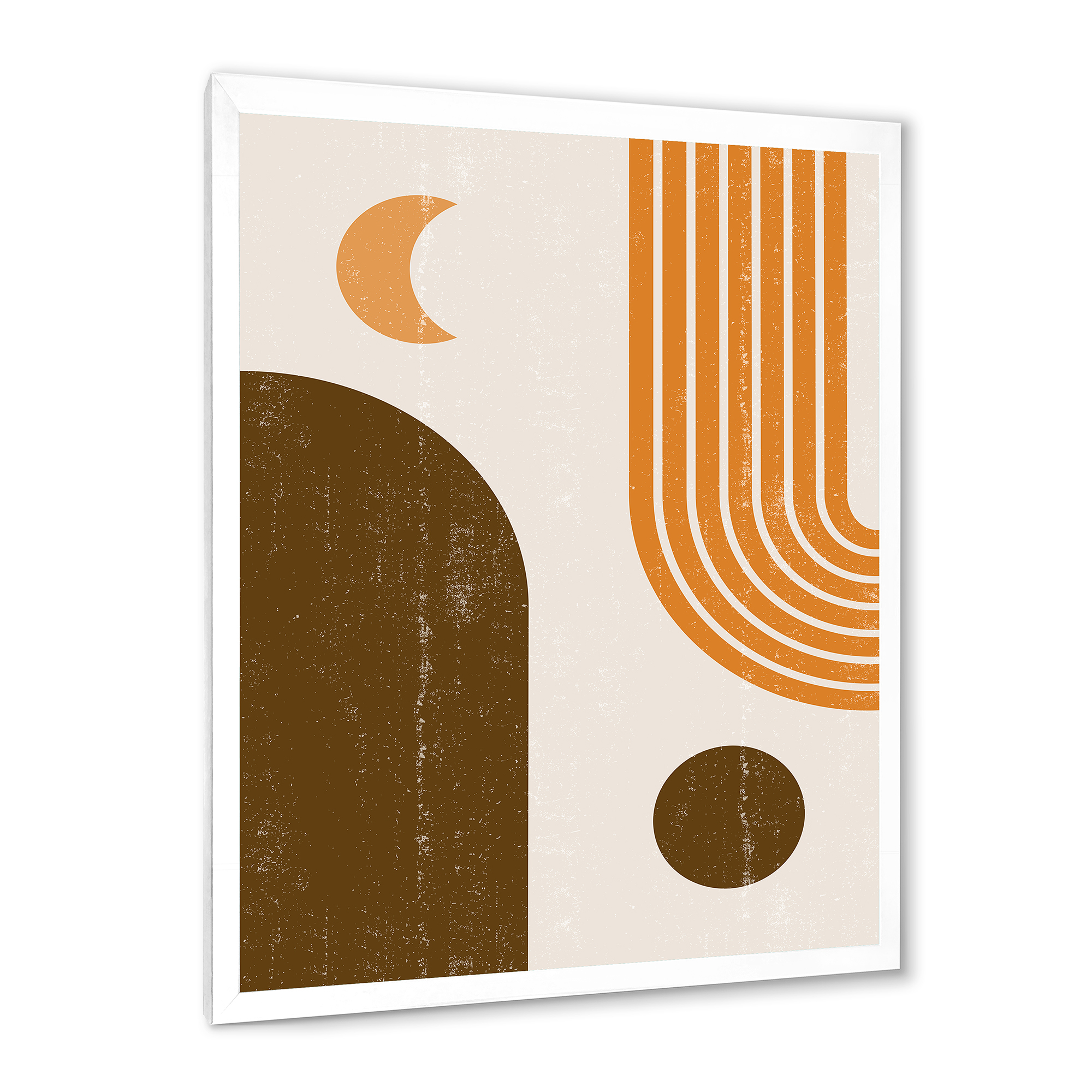 Designart 'Rainbow In Earth Tones Abstract Geometric Art' Modern Framed Art Print