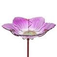 thumbnail image 3 of Glass Bird Bath, Outdoor Bird Feeders with Metal Stake, Pink Bird Bowls For Garden Yard Lawn, 3 of 7