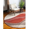 thumbnail image 3 of 8' Beige and Terracotta Red Abstract Round Area Throw Rug, 3 of 6