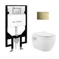 thumbnail image 6 of Ivy Wall-Hung Toilet Bundle 0.8/1.6 GPF Dual Flush in Glossy White with Brass Flush Plate, 6 of 12