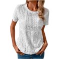 thumbnail image 2 of Aloohaidyvio Tops for Women,Womens Solid Round Neck T-Shirt Hollow Loose Short Sleeve Tops, 2 of 6
