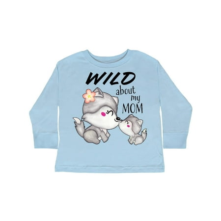 

Inktastic Wild About my Mom- mother and baby wolves Gift Toddler Boy or Toddler Girl Long Sleeve T-Shirt