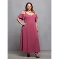 thumbnail image 3 of Plus Size Cold Shoulder Ruffle Sleeve Maxi Dress, 3 of 8
