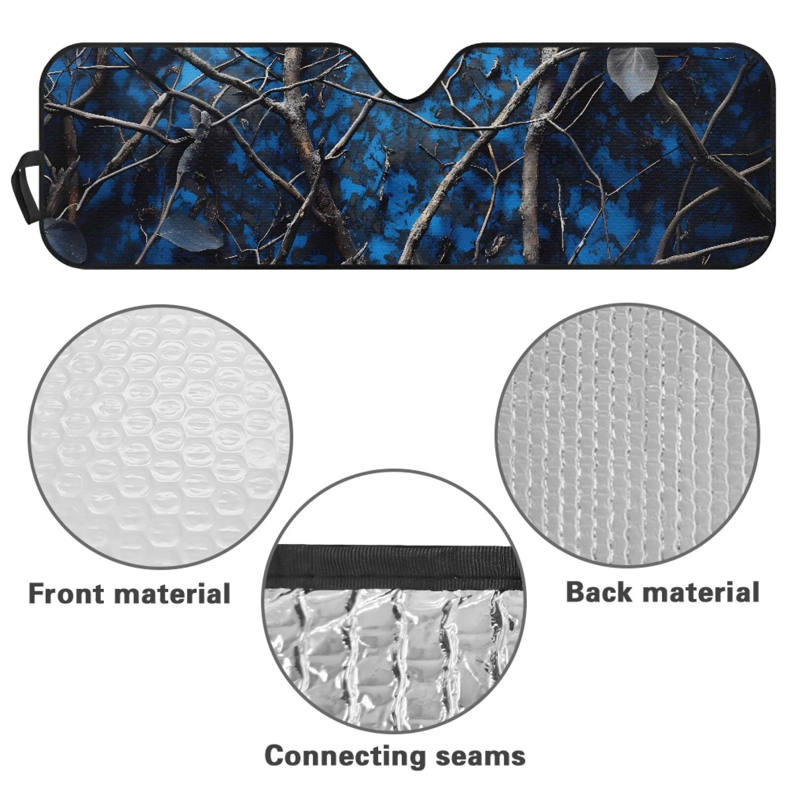 HUIACONG Blue Camo Sunshade Sun Shade Windshield Heat Shield Sun Visor Mat Compatible with Jeep Wrangler Rubicon Sahara TJ JK JKU 2 Door & 4 Door