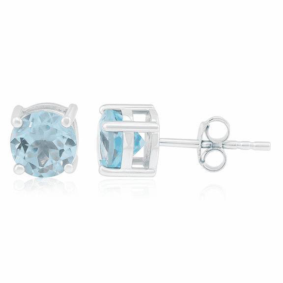 Sechi Blue Topaz Stud Earrings for Women in 925 Sterling Silver Birthstone Gemstone Jewelry