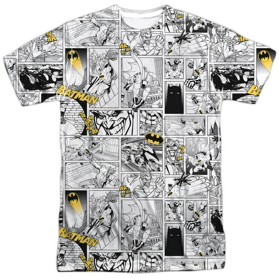 Batman Men's  Comic All Over Sublimation T-shirt White