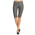 thumbnail image 3 of COUVER Women Ultra Stretchy Classic 5 Pocket Jeggings Bermuda Shorts Coral Grey White 2XL, 3 of 8