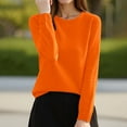 thumbnail image 2 of Fiaer Women's Sweaters Crew Neck Fall Winter Lightweight Plus Size Long Sleeve Slim Fit Trendy Knit Tops Orange XXL, 2 of 4