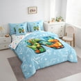 thumbnail image 3 of Feelyou Cartoon Dinosaur Bedding Comforter Set 7pcs for Boys, Initial Letter N King Bedding Sets, Cartoon Theme Reversible Bed Sheets, Microfiber Bedroom Decor, 3-Piece, 3 of 7