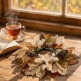 thumbnail image 6 of Bcylexb Fall Table Wreaths, 10.2" Artificial Maple Leaves Candle Ring Wreaths Halloween Thanksgiving Decorations for Table Centerpieces Party Kitchen, 6 of 6