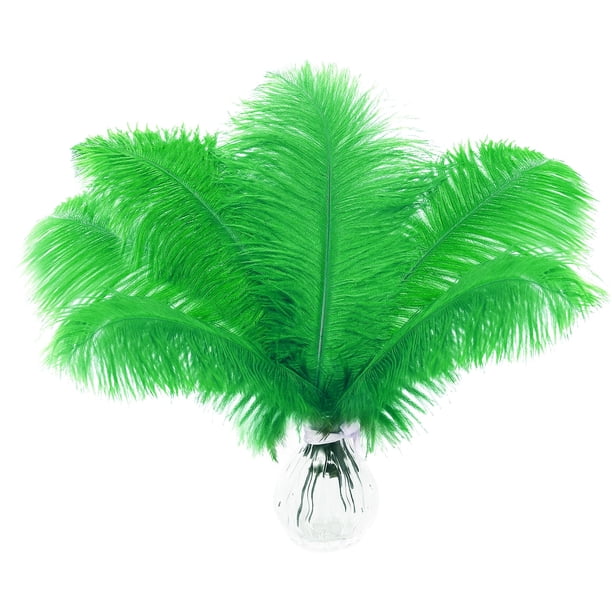 Plumas artificiales de avestruz verde para plantas voladoras, 15 unidades, 30 a 35 cm