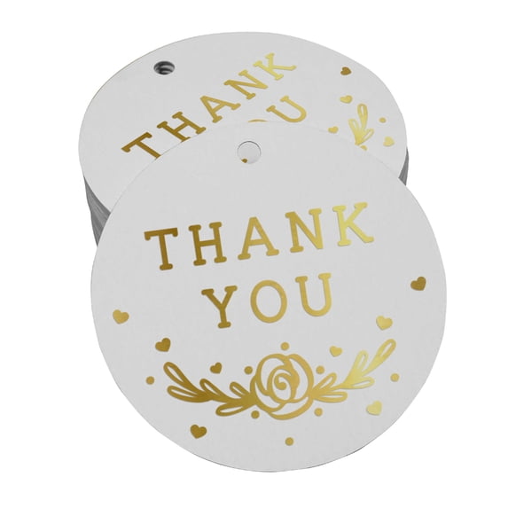 Inkdotpot Pack Of 100 Real Gold Foil Paper Tags Thank You Bridal Shower-Baby Shower-Retirement-Wedding-Birthday Favor Hang Tags
