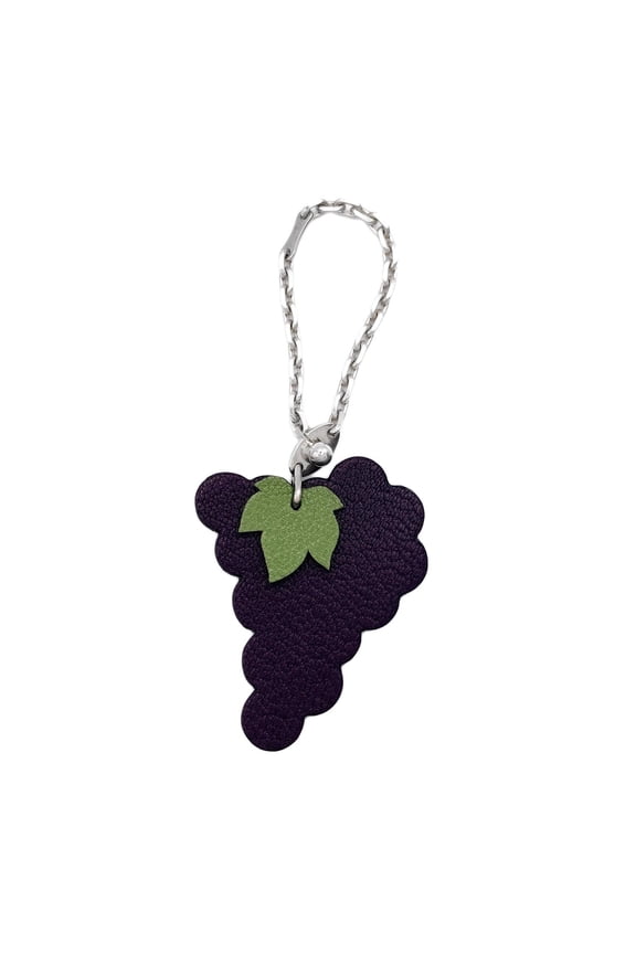 Pre-Owned HERMES Fruit Charm Keychain, SV925 Leather, Purple, Women's