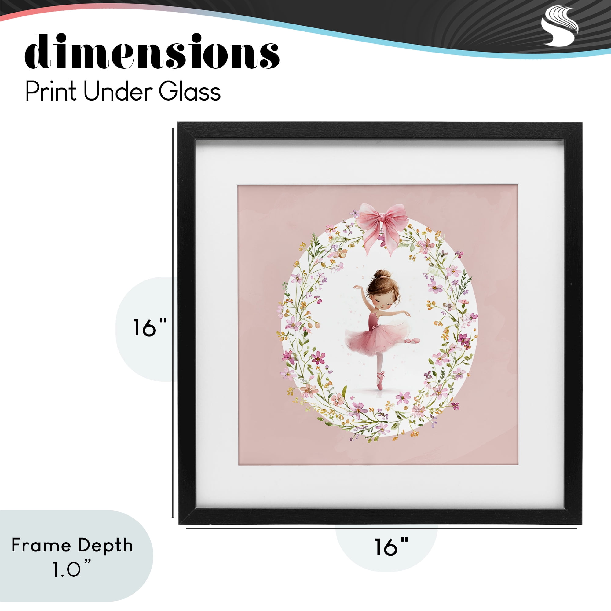 Stupell Industries Ballet Dancing Princess Black Framed Print Under Glass, design by Christine Simpson Art