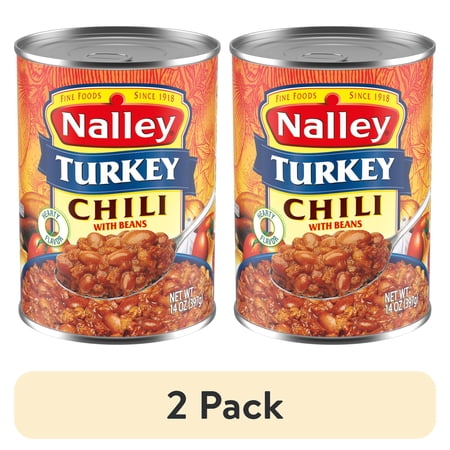 (2 pack) Nalley Turkey Chili With Beans, 19g Protein Per Serving, 14 oz. Can