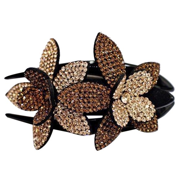 Jewelry On Clearance Rhinestone Double Flower Hair Clip,Flexible Durable Pearls Design Women Hair Dovetail Clip Multicolor L