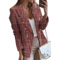 thumbnail image 1 of Womens Double Breasted Tweed Blazers Casual Long Sleeve Open Front Blazer Jackets Work Suits, 1 of 5