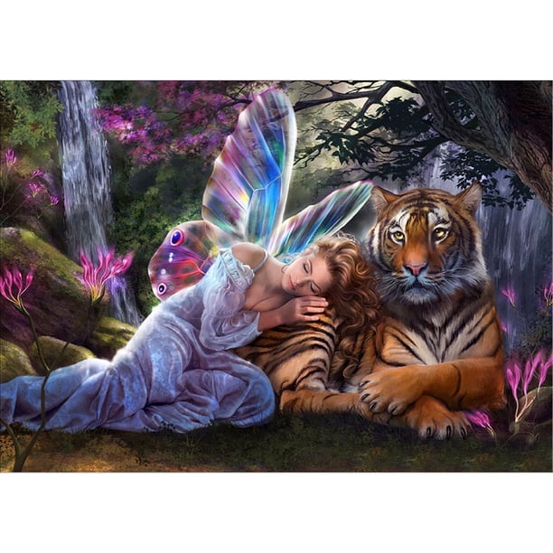 DIY Diamante Ángel y tigre Nuevo exterior ruso Pintura decorativa popular 40 * 30 cm -- Artículo No.: 6126-2