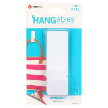 VELCRO Brand HANGables® Removable Hook | Easy-to-Remove Wall Fasteners | Damage-Free, Non-Permanent Hooks | 5lb White 1 ct