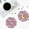 thumbnail image 4 of Honeii Rose Flowers print Leather Coaster Set of 4, ideal for safeguarding your furniture from drinks spills and effortless cleanup-Octagon, 4 of 6