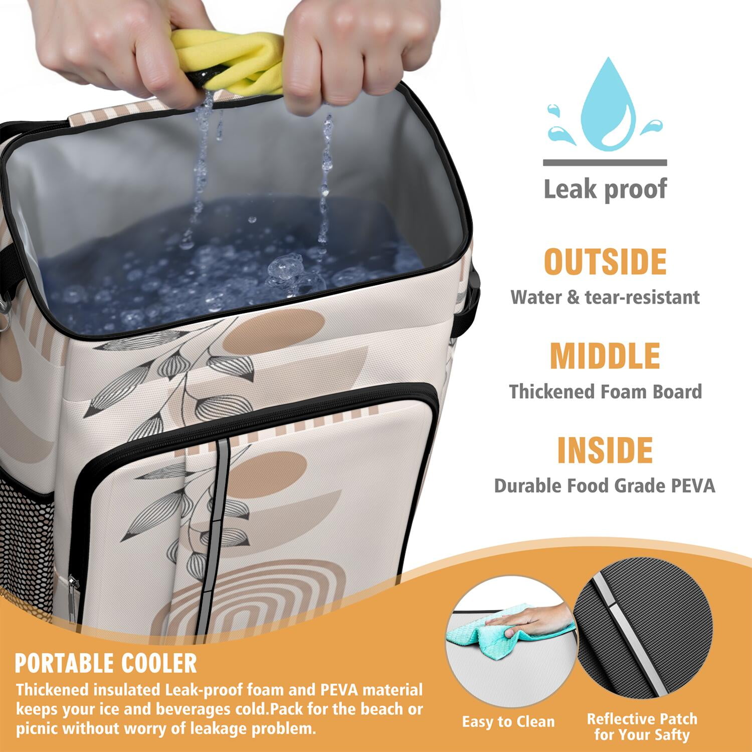 Travel Cooler Bag - Boho Bohemian Art Camping Beer Cooler Backpack with Bottle Opener- Waterproof Insulated Picnic Backpacks - Cooler Bag for Beach