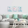 thumbnail image 2 of 3 Piece Mermaid Wall Art Bathroom Decor Colorful Fish Scale Canvas Picture Marine Theme Painting Romantic Pink Blue Artwork Girls Gift Home Bedroom Nursery Wall Decor Framed Ready to hang, 2 of 6