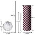 thumbnail image 5 of 20oz Black and Pink Checkerboard Pattern Skinny Tumblers Stainless Steel Tumbler with Lid and Straw,Vacuum Insulated Double Wall Travel Tumbler Cups with Cleaning Brush for Coffee,Tea, 5 of 6