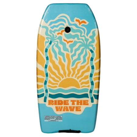 Bluewater Beach 37" Foam Bodyboard with Leash, 125-155 lbs., Ride The Wave Print