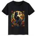 thumbnail image 3 of Camiseta de algodón de verano para niños con estampado de gato y hongo, camisetas personalizadas de manga corta negras para niños y niñas, 3 of 5