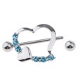 thumbnail image 3 of 1 Par de material acero Inoxidable Barbell de Calibre 16 Inclinado Corazones s de Pezón Pavimentados de Cristal Joyería Corpora - Azul Hugo Anillo de pezón de acero inoxidable, 3 of 8