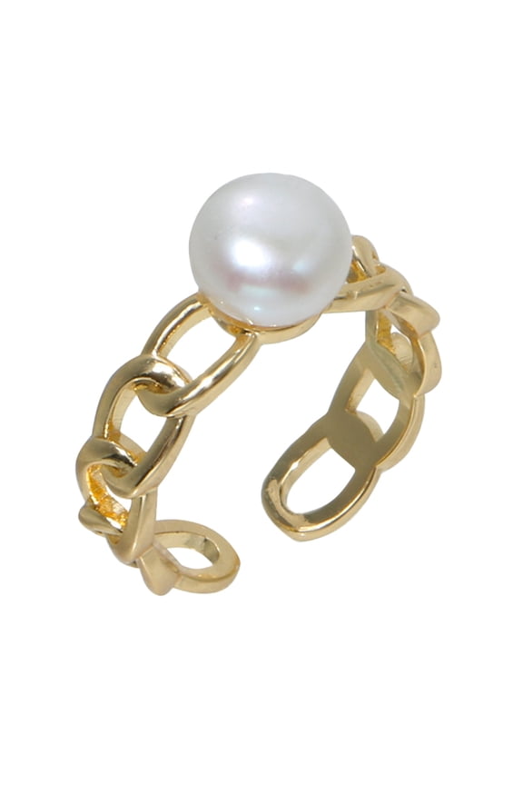 ProductCategory Rings To My Daughter Ring Gold Chain Shape Pearl Ring Geometric Minimalist Winding Design Adjustable for Her,0.98x0.78 inch,Gold
