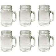 Mason Jar Glass Mugs with Handles Pint Size (16 ounce, 473 mL) Regular Mouth 6 Pieces
