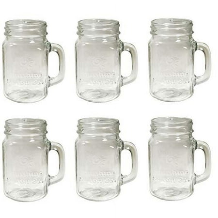 Mason Jar Glass Mugs with Handles Pint Size (16 ounce, 473 mL) Regular Mouth 6 Pieces