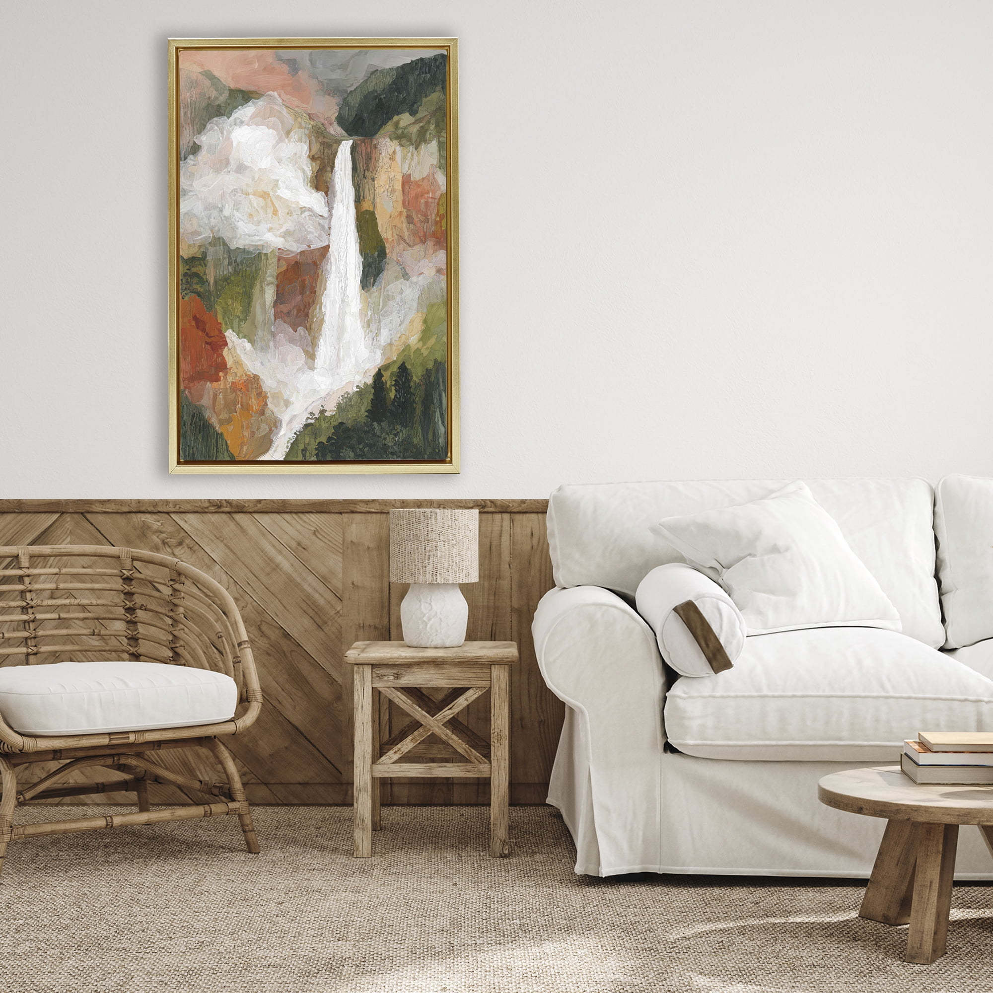 Stupell Industries Mountain Waterfall Landscape Gold Framed Floater Canvas Wall Art, design by Chromatic Storm Studio
