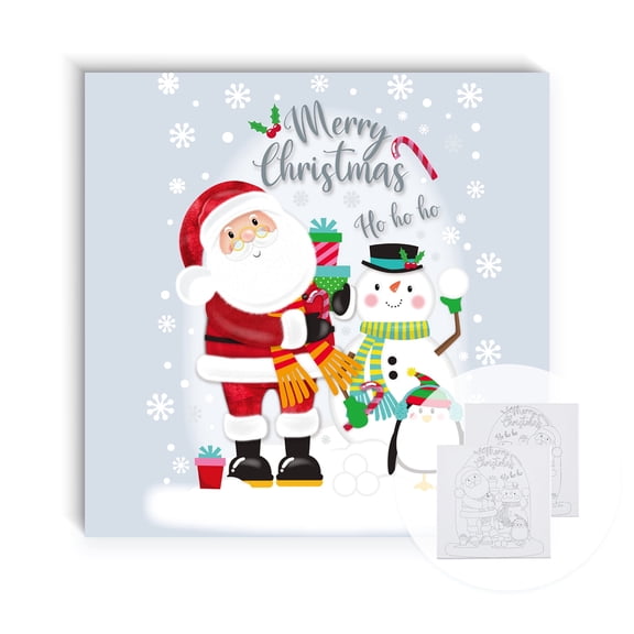 Christmas Pre-Drawn Canvas Painting Kit – 2 Pack 14"x14" Stretched Canvas with Santa