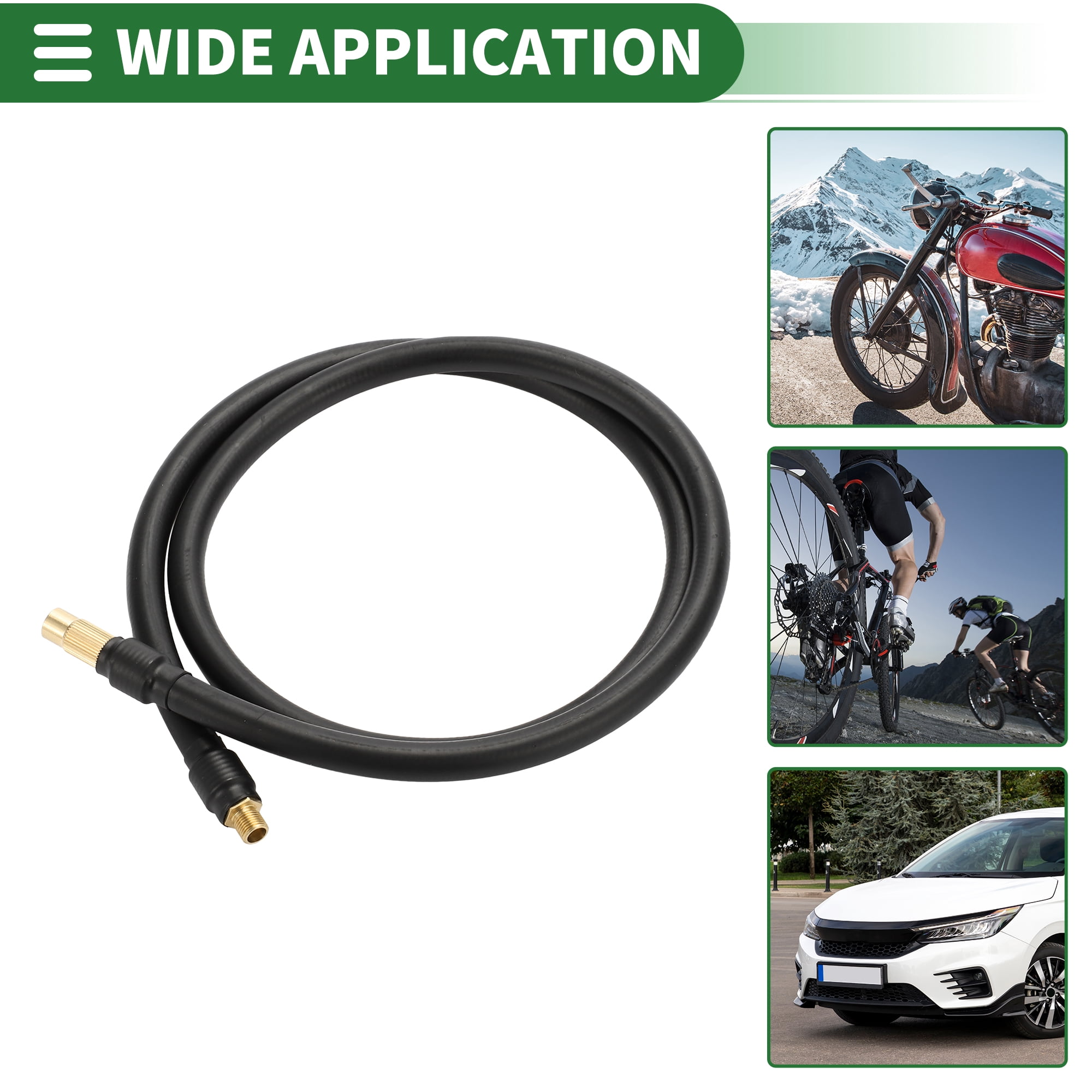 Unique Bargains Tire Inflator Extension Tube Air Pump Hose Adapter 39.37inch Rubber