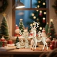 thumbnail image 4 of 2pcs Resin Reindeer Sculptures - Elegant Deer Statues for Home, Office & Holiday Decor - Modern Deer Couple Figurines for Tabletop, Shelf, Fireplace - Christmas, Wedding, Housewarming Gift,White, 4 of 6