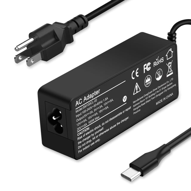 Cargador BAJ USB-C de 100 W para Lenovo, HP, Acer, Dell, Asus