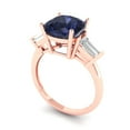 thumbnail image 2 of 3 ctw 3 Stone Anniversary Ring for Women | Cushion Cut Simulated Blue Sapphire | Hyperallergenic Solid 14K Rose Gold, 2 of 5