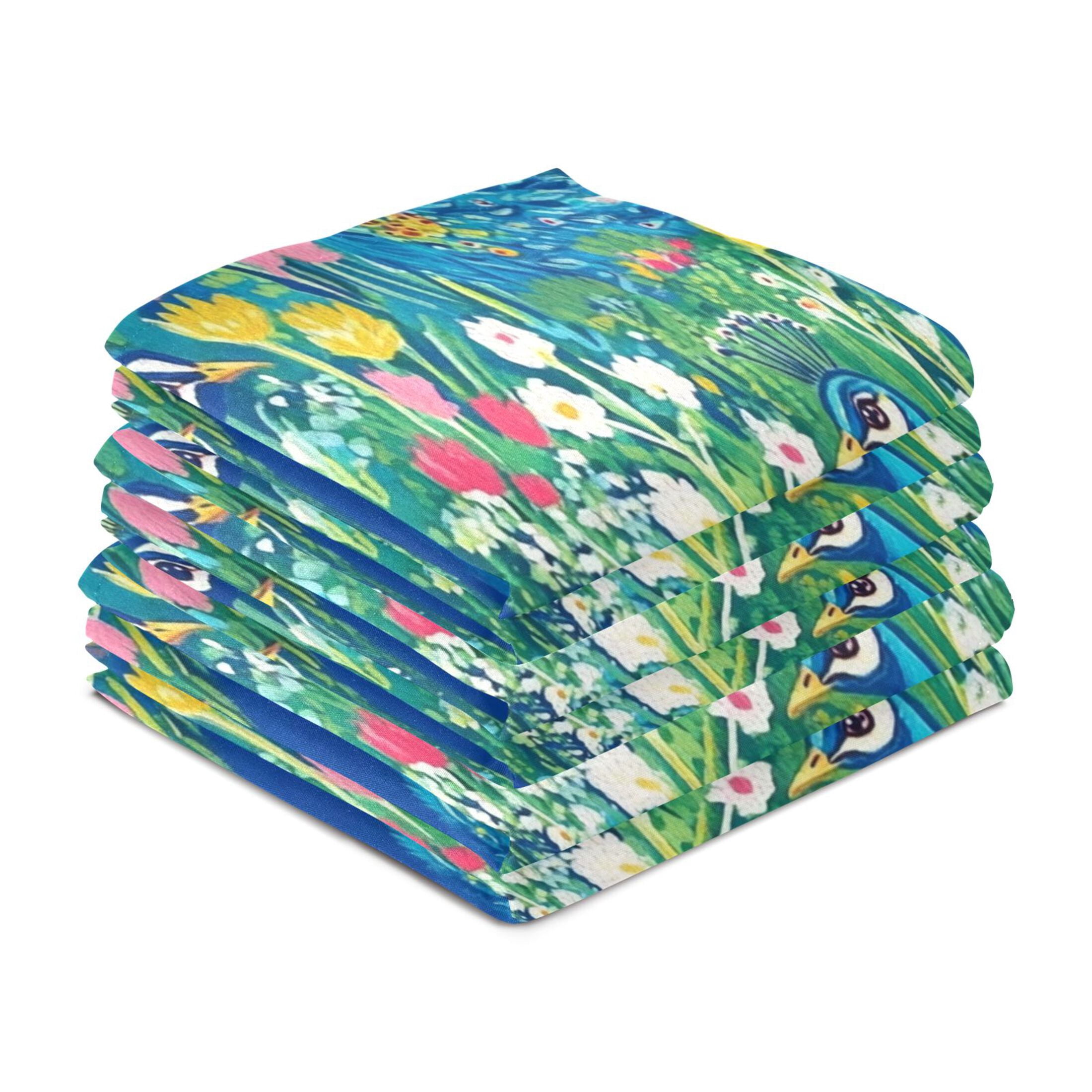 Regal Peacocks Kitchen Towels 6-Piece Pack Tea Towels for Kitchen Decorative Waffle Design 28x18in