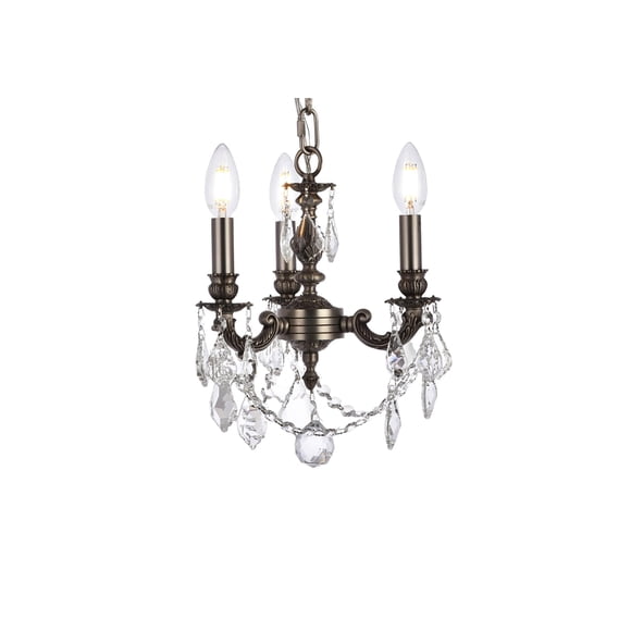 Elegant Lighting Lillie 10" 3 Light Royal Crystal Chandelier