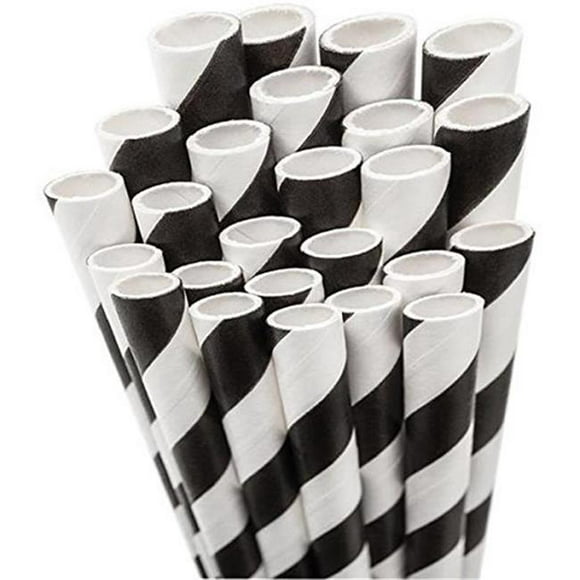 Jumbo Straws&#44; 7.75 in.&#44; Plastic&#44; White Striped
