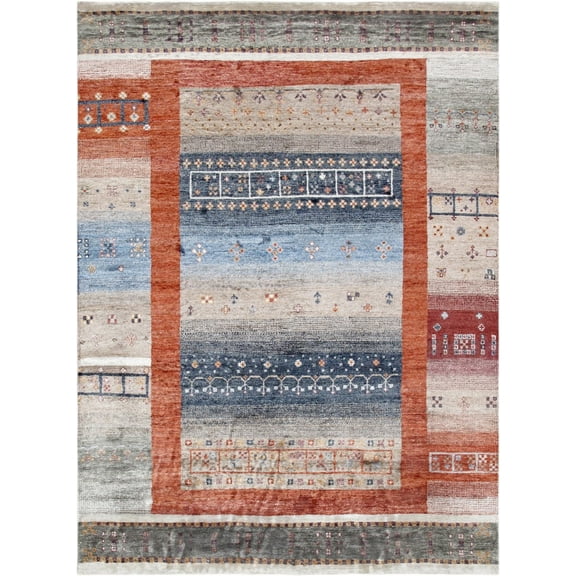 Pasargad Home Tribal Hand-Knotted Silk Fabric Area Rug in Multi-Color