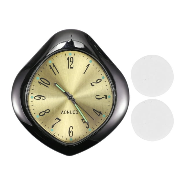 Reloj de Coche Único Bargains Placa Negra, Tono Dorado Reloj Digital para Coche Gota de Agua Metal, Vidrio 1.85"x1.69"x0.39" 1 Juego