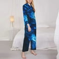 thumbnail image 3 of Daiia Blue Fire Cool Wolf for Women's Long-Sleeved Pajama Set – Soft & Comfortable Sleepwear Button-Up Pajamas Cozy Lounge Wear-XX-Large, 3 of 7