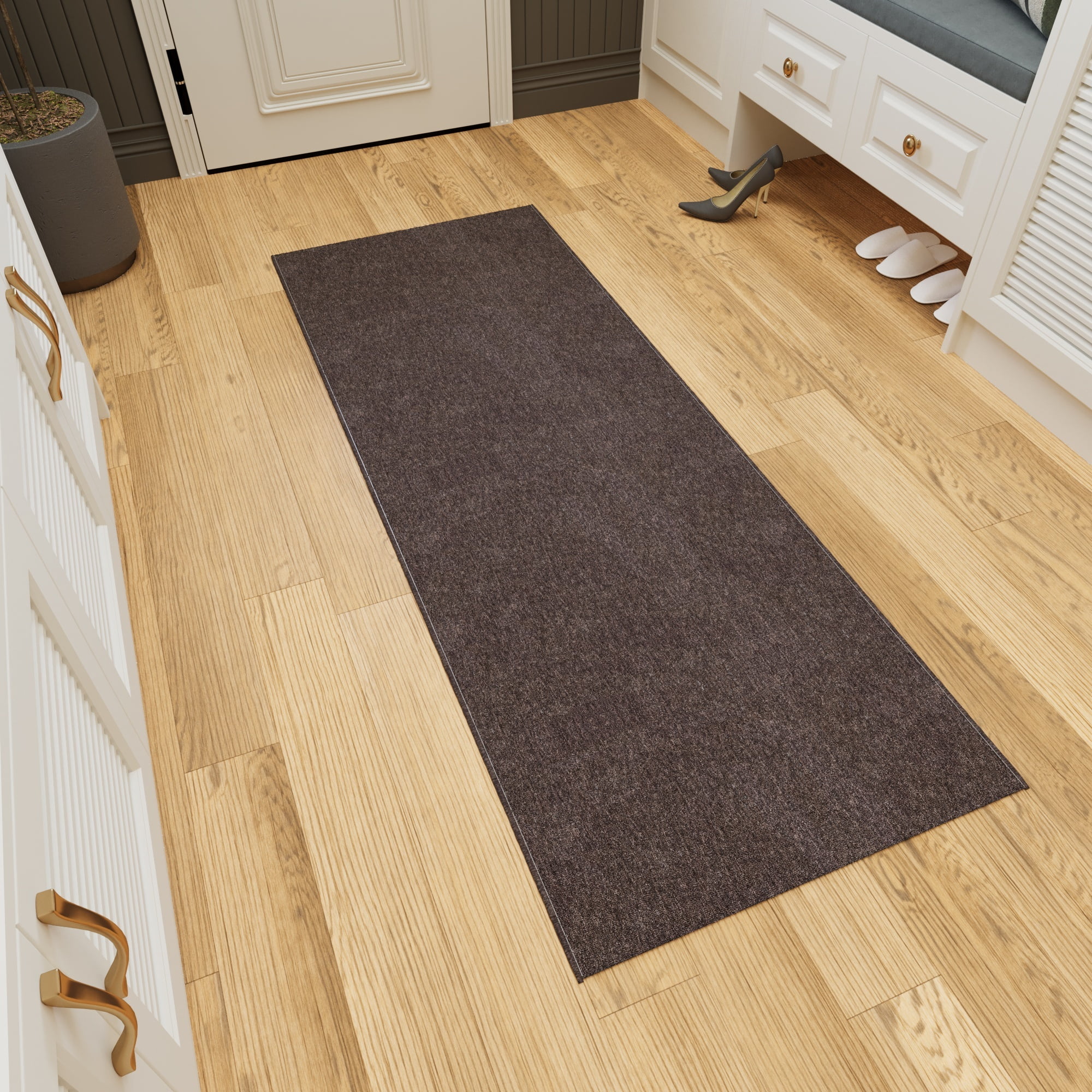 Ottomanson Hallway Runner Rug 2x8 Non-Slip Rug for Kitchen Bedroom Entryway, 1'10" x 8', Brown